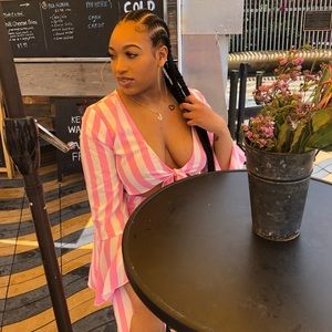 2 piece pink stripped set